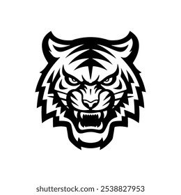 tiger head illustration isolated on white background. Images for logo, label, emblem. Vector illustration.