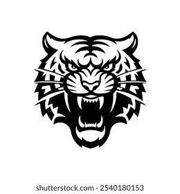 ilustração da cabeça do tigre isolada sobre fundo branco. Imagens para logotipo, rótulo, emblema. Ilustração vetorial.