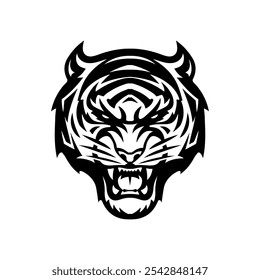 tiger head illustration isolated on white background. Images for logo, label, emblem. Vector illustration.