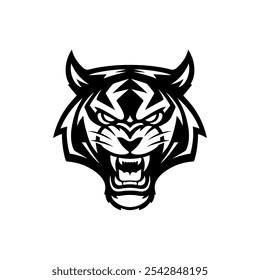 tiger head illustration isolated on white background. Images for logo, label, emblem. Vector illustration.