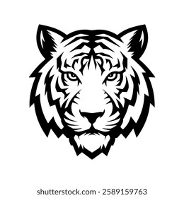 tiger head illustration isolated on white background. Images for logo, label, emblem. Vector illustration.