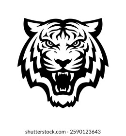 tiger head illustration isolated on white background. Images for logo, label, emblem. Vector illustration.