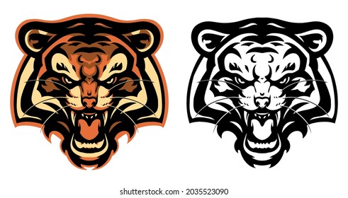 tiger head illustration mascot logo emblem full color