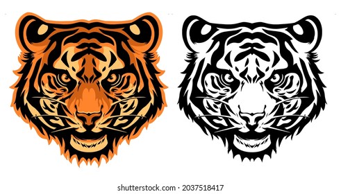 tiger head illustration mascot logo full color