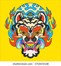 tiger Head Illustration. pop art style. vector logo