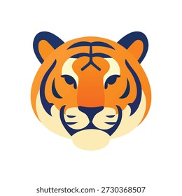 Ilustración de cabeza de tigre en un estilo de icono simple y audaz