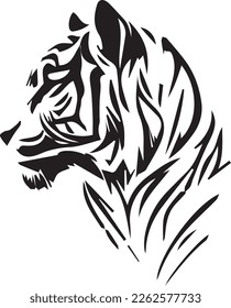 A Tiger head illustration. This is vector illustration ideal for a mascot, tattoo or logo.
