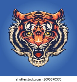 the tiger head illustration vector