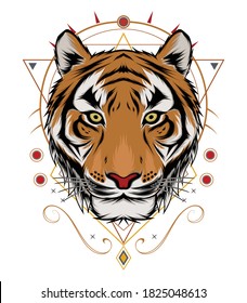The Tiger head illustration. vector animal design template.