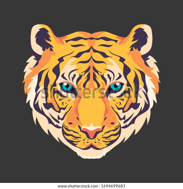 Tiger Head Illustration Vector Blue Eyes Stock Vector (Royalty Free ...