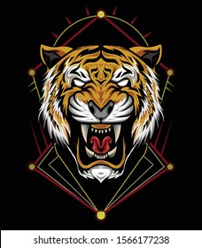 Tiger head illustration. Vector tiger. design for T shirt , mascot, logo team, sport, metal printing, wall art, sticker