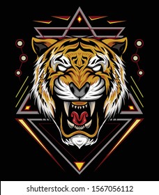 Tiger head illustration. Vector tiger. design for T shirt , mascot, logo team, sport, metal printing, wall art, sticker