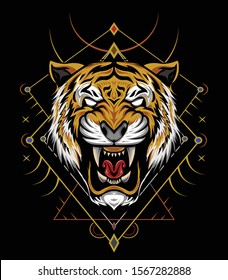 Tiger head illustration. Vector tiger. design for T shirt , mascot, logo team, sport, metal printing, wall art, sticker