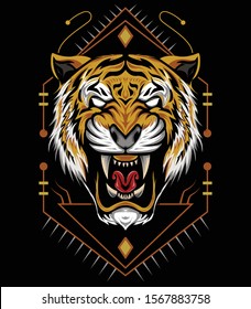 Tiger head illustration. Vector tiger. design for T shirt , mascot, logo team, sport, metal printing, wall art, sticker