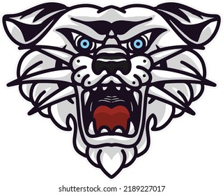 tiger head ilustration with white isolation beground