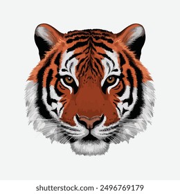 Tiger head image Colorful vector illustration Tiger head , Fierce Tiger head vector.