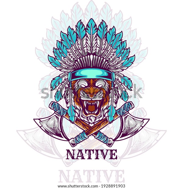 tiger head indian native illustration for your\
merchandise or business