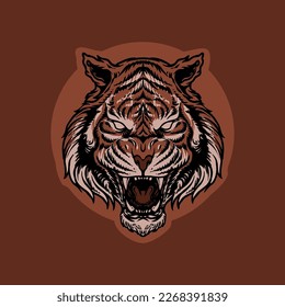 The tiger head isolated background
