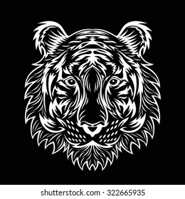Tiger head isolated black background