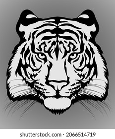 Tiger head. Tiger head isolated on background. The symbol of the Chinese New Year. Vector image.