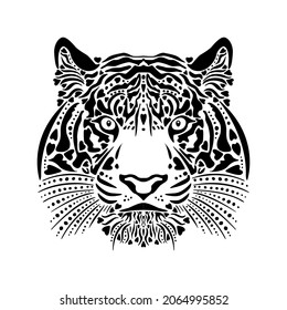 Cabeza de tigre. Aislado sobre un fondo blanco.