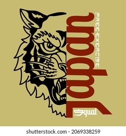 tiger head with japan typography vector design beautiful vector art