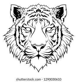 Tiger Head Line art Illustration