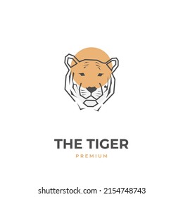 Tiger head line art illustration logo