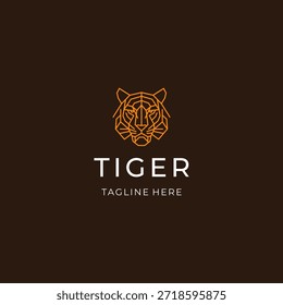 Tiger head line art logo with bold lines expressing power and focus.