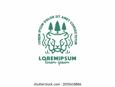 Tiger head line art with lorem ipsum text design