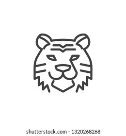 Tiger head line icon. linear style sign for mobile concept and web design.  