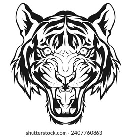 tiger head with line style