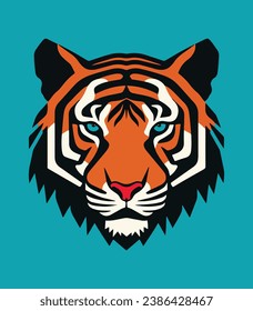 Tiger Head Lino Art Stencil Decorative Sticker Logo