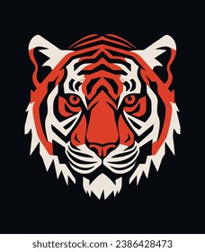 Tiger Head Lino Art Stencil Decorative Sticker Logo