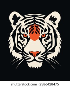 Tiger Head Lino Art Stencil Decorative Sticker Logo