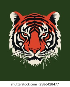 Tiger Head Lino Art Stencil Decorative Sticker Logo
