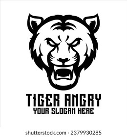 tiger head logo angry face design