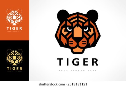 Tiger head logo. Animal mammal vector.