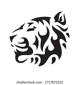 tiger head logo in black and white. This is vector illustration ideal for a mascot and tattoo eps10