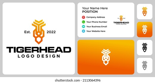 Tiger head logo design with business card template.