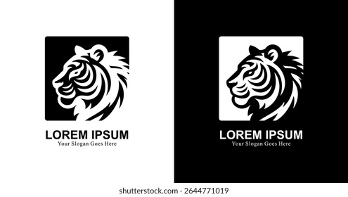 Tiger head logo design combined with square