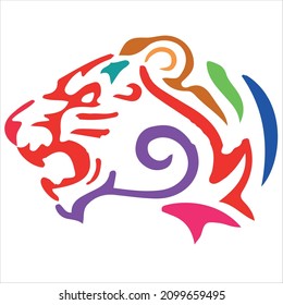 tiger head logo design of company.tiger face logo vector art illustration.animal icon design.tiger face template graphic