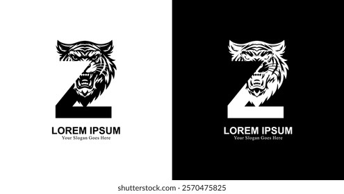 tiger head logo design with front view combined with the letter Z