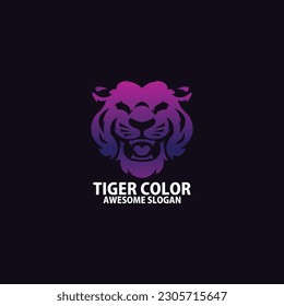 tiger head logo design gradient colorful