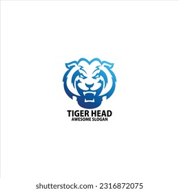 tiger head logo design gradient line art