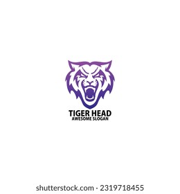 tiger head logo design gradient line art