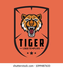 Tiger head logo design. Tiger icon illustration