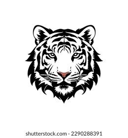 Tiger Head Logo Design Illustration in Vector with White Background