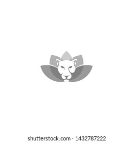 Tiger head logo design with leaves - vector