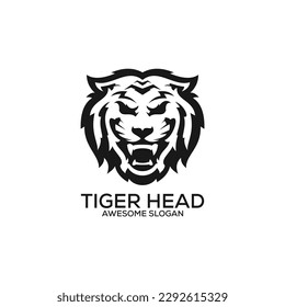tiger head logo design line art